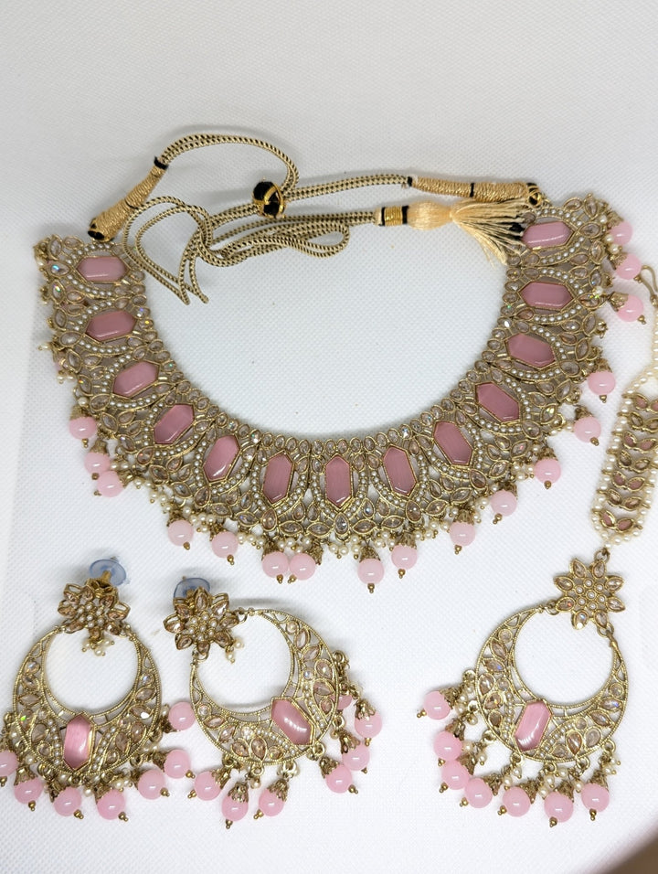 493 PINK NECKLACE JEWELERY SET - KundanByNadia