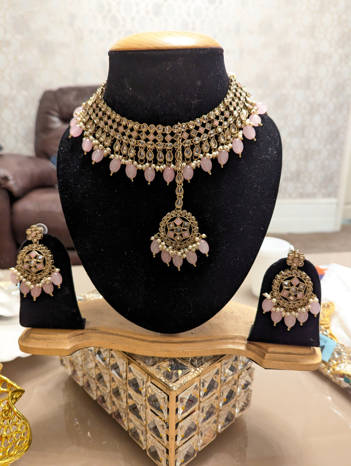 459 458 light pink purple necklace jewellery set