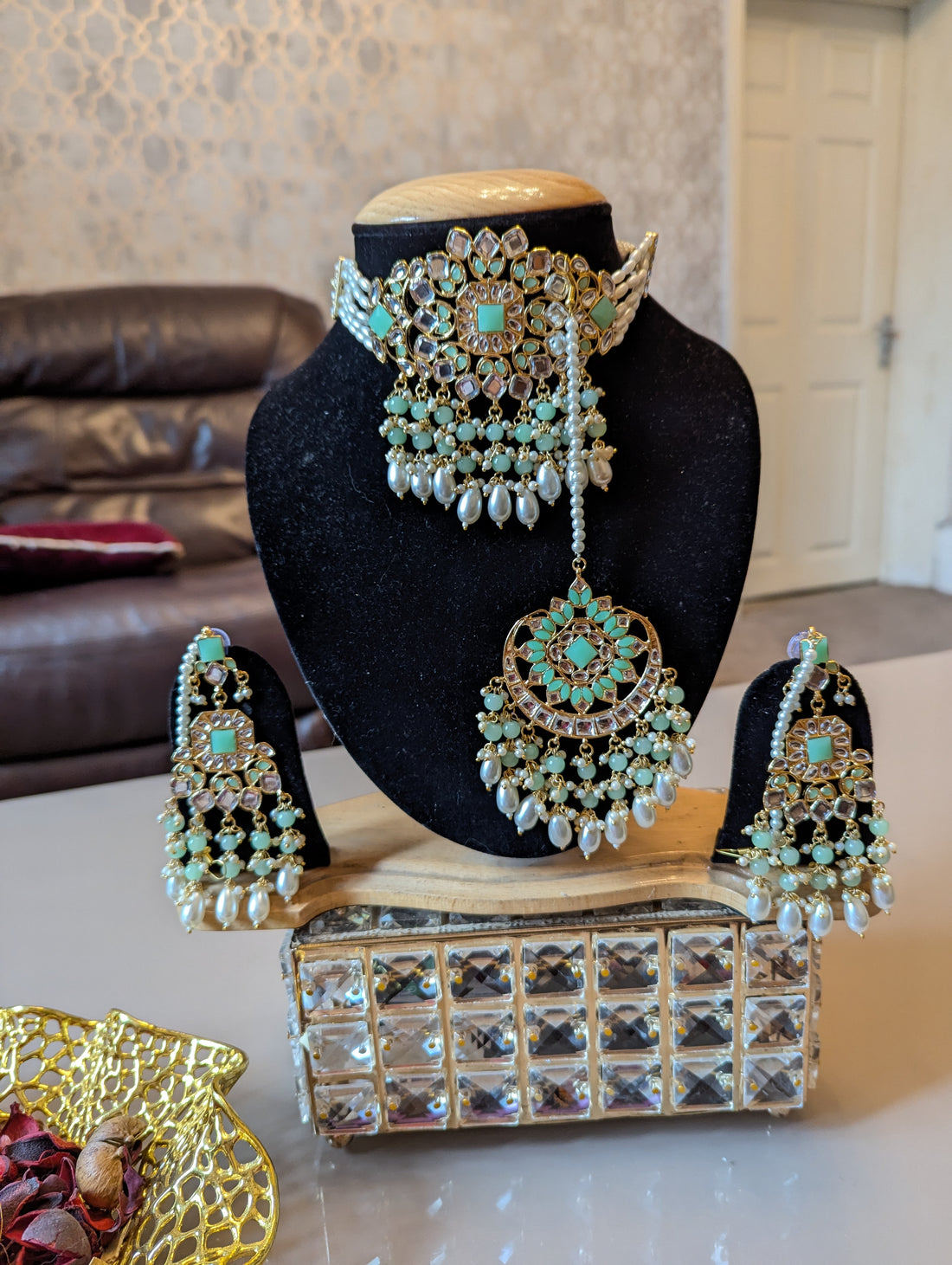 487 488 489 490 491 MIRROR KUNDAN NECKLACE CHOKKAR SET JEWELERY