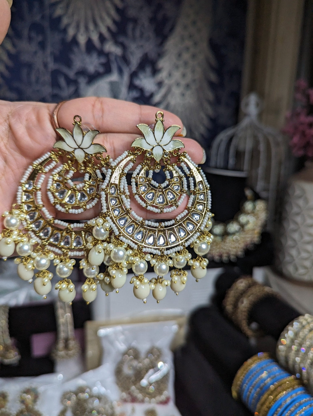 Beautiful hanging earrings jewellery - KundanByNadia