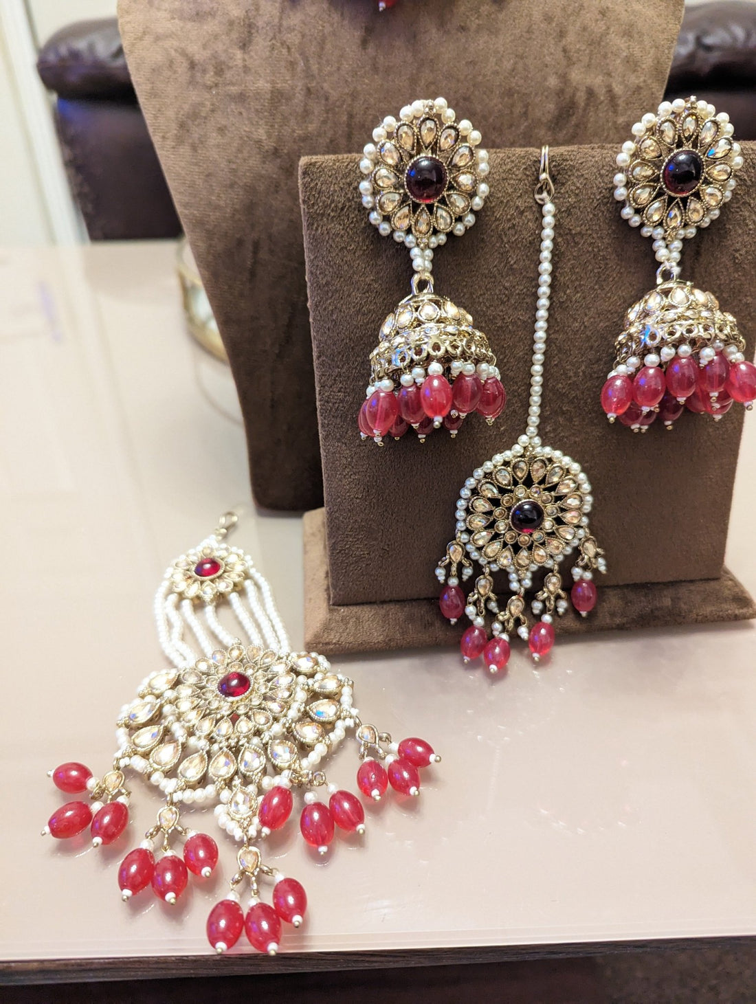 Pink bridal necklace jewellery set - KundanByNadia