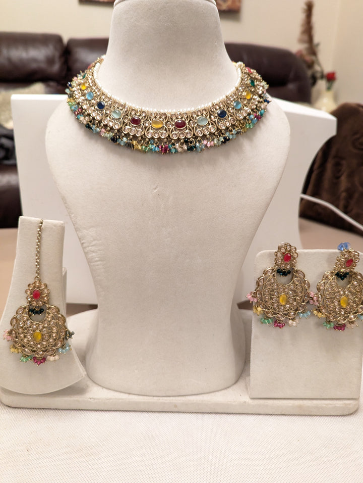 41 multicoloured necklace jewellery set with earrings