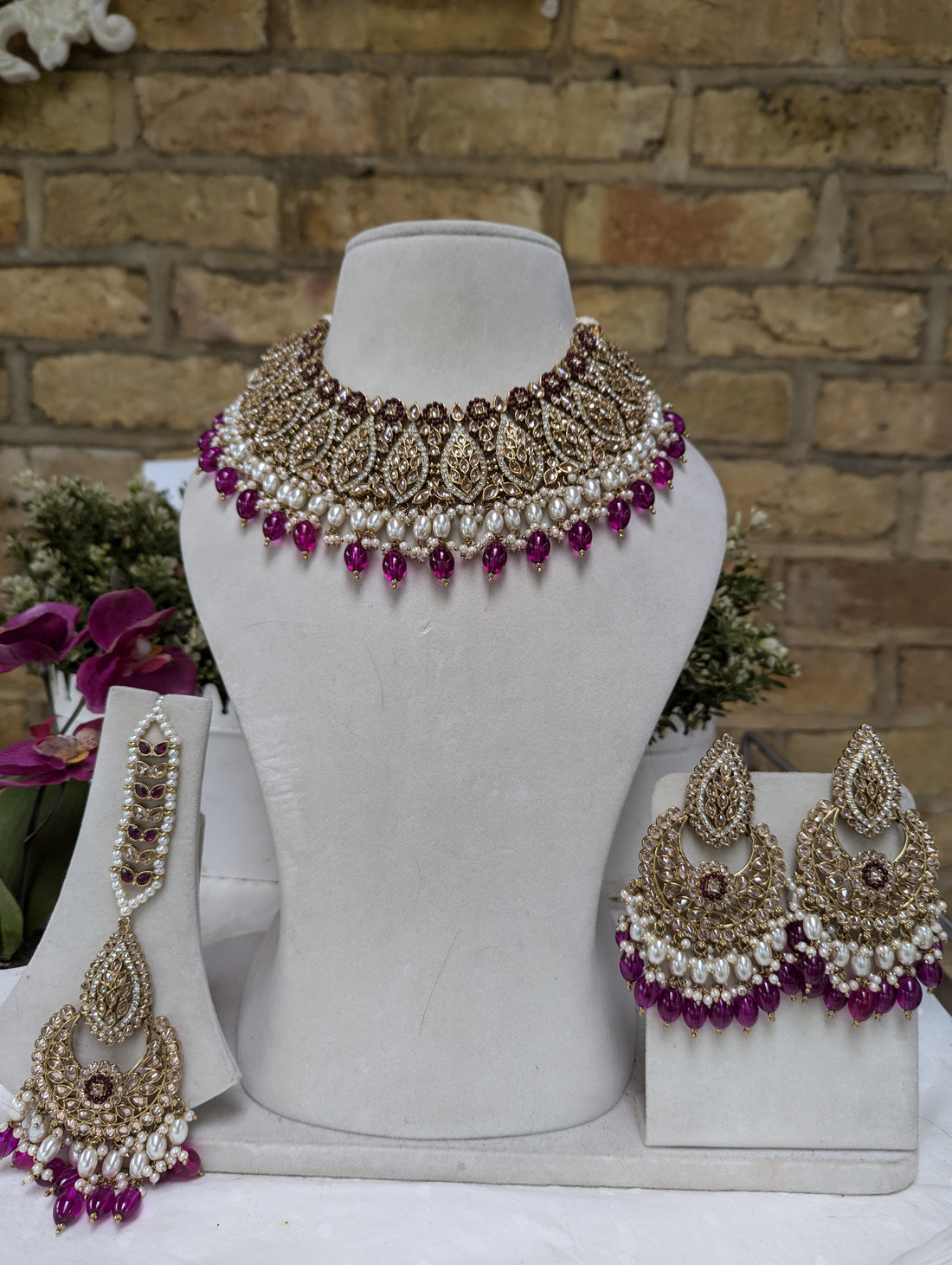 648 bridal full necklace jewellery set stunning colours