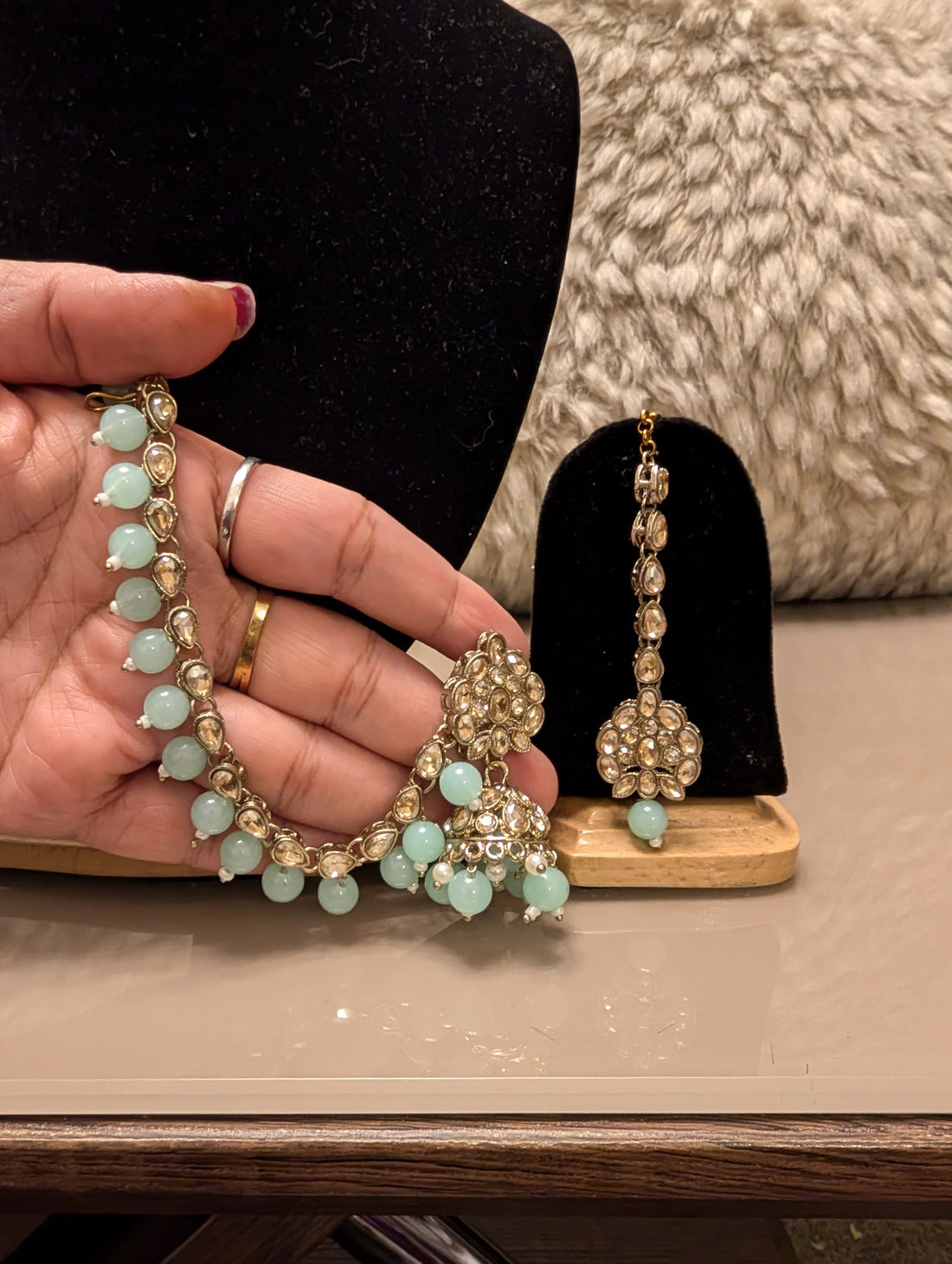 Stunning earrings with saharay and tikka jewellery set