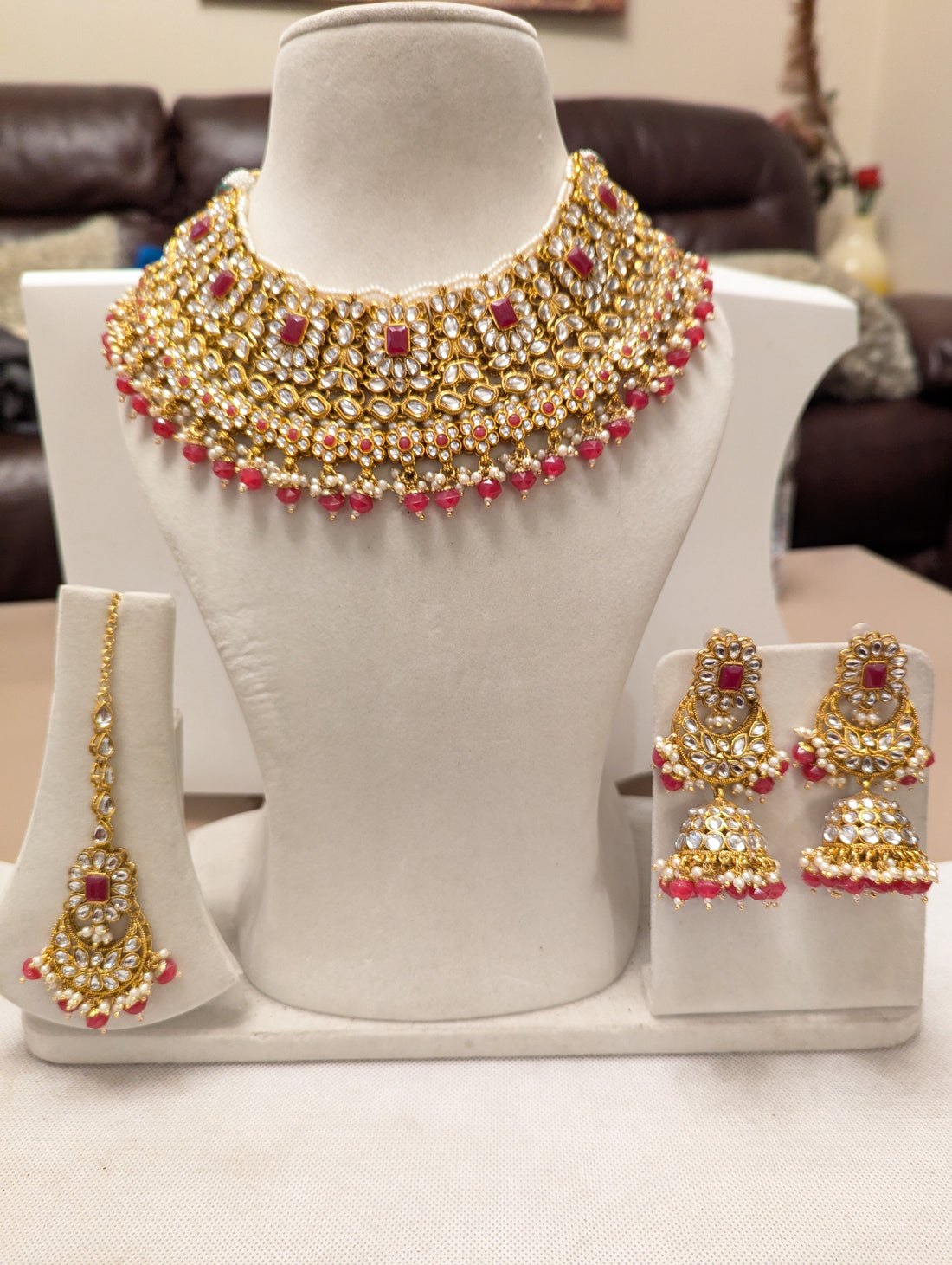 45/46 full bridal necklace jewellery set with tikka