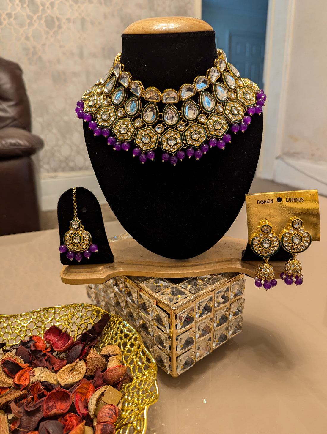 BRIDAL KUNDAN CHOKKAR NECKLACE JEWELERY SET