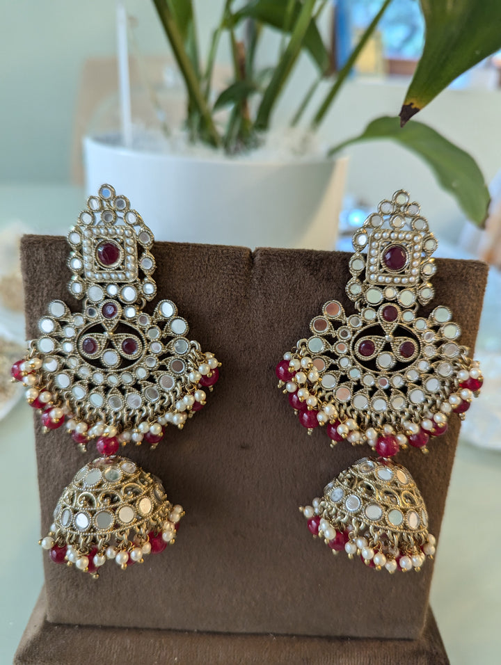 Red oversized earrings jewellery set