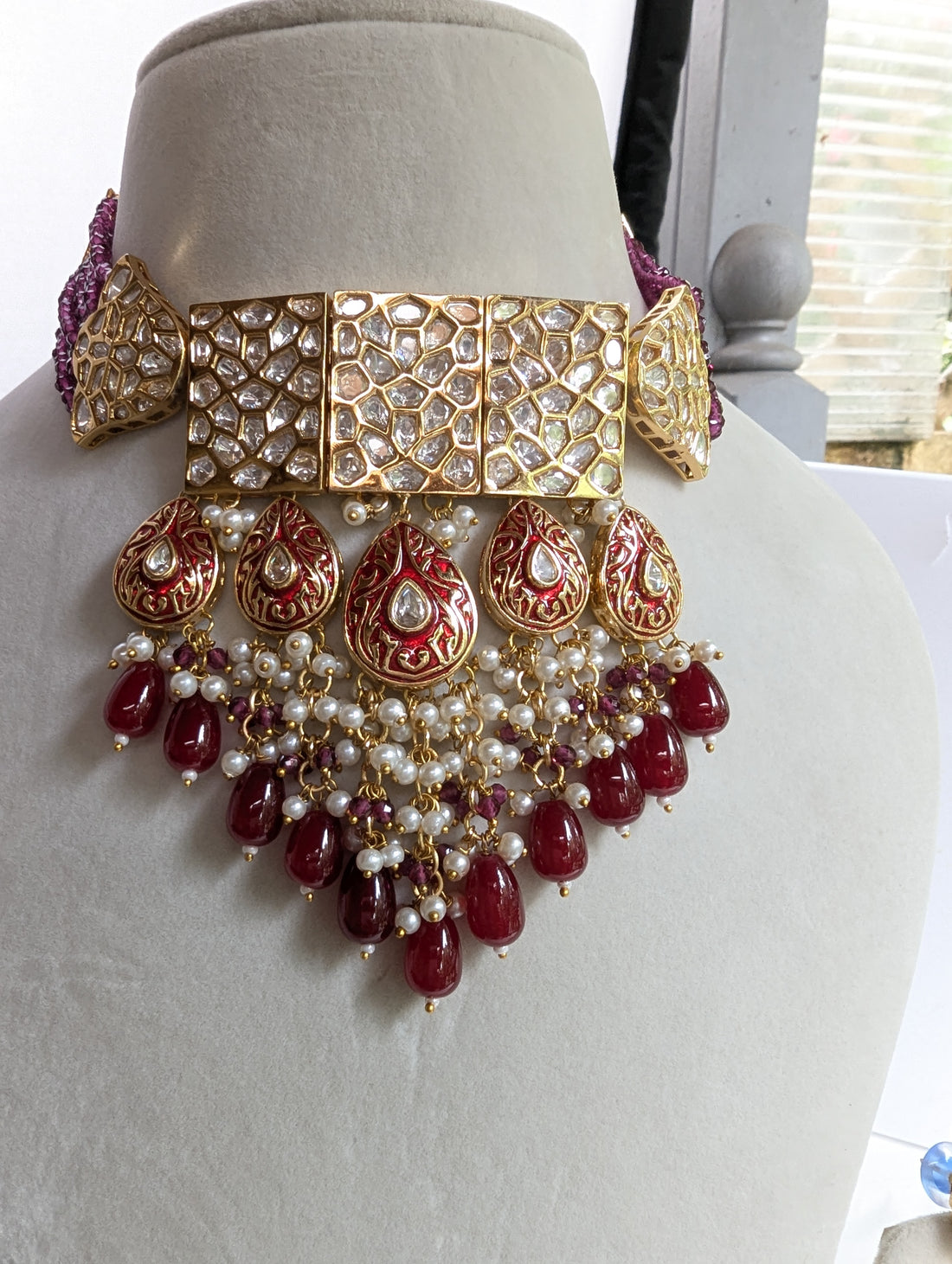 574/575/578/577 Tyani kundan beautiful bridal necklace jewellery set with hanging beads