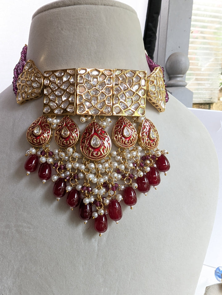 574/575/578/577 Tyani kundan beautiful bridal necklace jewellery set with hanging beads