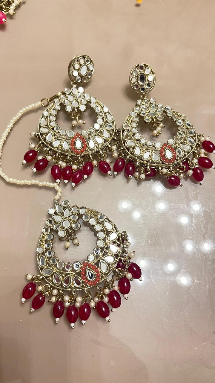 Red oversized earrings jewellery set