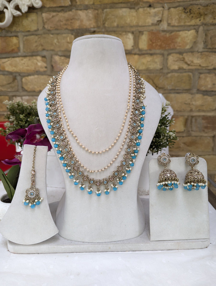 27/28/29/30/31/32 3 layers long mala necklace haar jewellery set