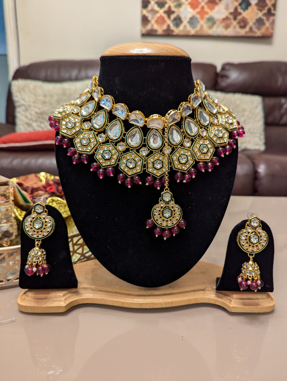 BRIDAL KUNDAN CHOKKAR NECKLACE JEWELERY SET