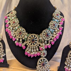 Hot pink Kundan Necklace – Regal Charm with Timeless Craftsmanship
